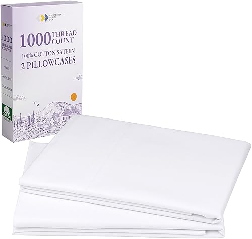 Miniatura 1 de California Design Den - Juego de 2 fundas almohada estilo clásico, 1,000hilos, suave y delicado, tejido satén 100% algodón, calidad hotelera, para