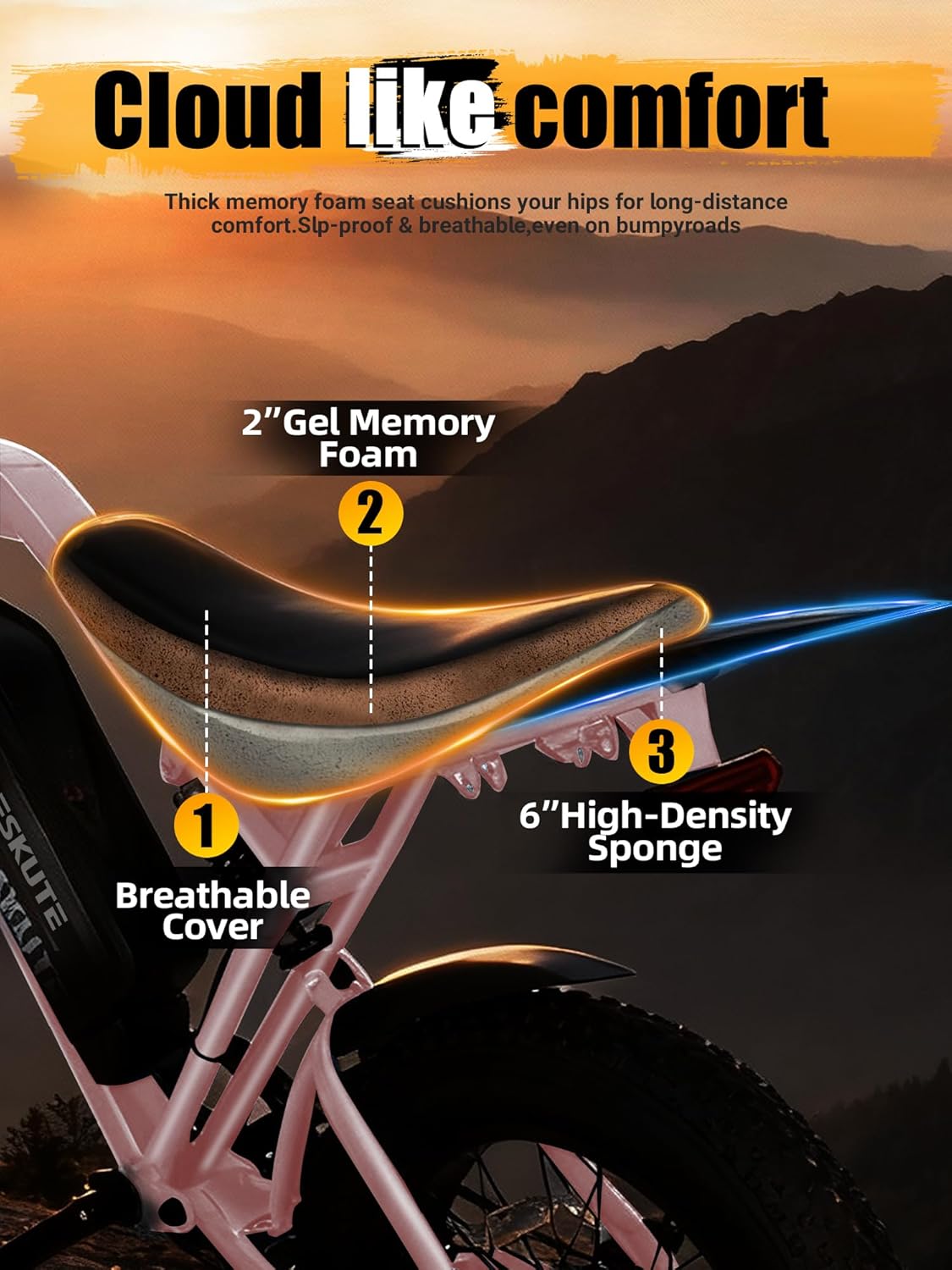 ESKUTE V200 Electric Dirt Bike for Adults,52V20.8Ah Battery,20" x4.0 Fat Tire,32MPH,NFC Unlock Color Display,7-Speed Dual Suspension,Dirt E-Bike,80 Miles, Streamlined Frame, E-Bike for Youth & Adults