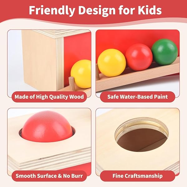 Giochi Montessori in Legno per Bambini 1 2 Anni, Scatola Montessori a Permanenza di Oggetti, Ball Drop Game, Giocattoli Bambini per Sviluppo Cognitivo, Motricità Fine 12 18 Mesi - 4