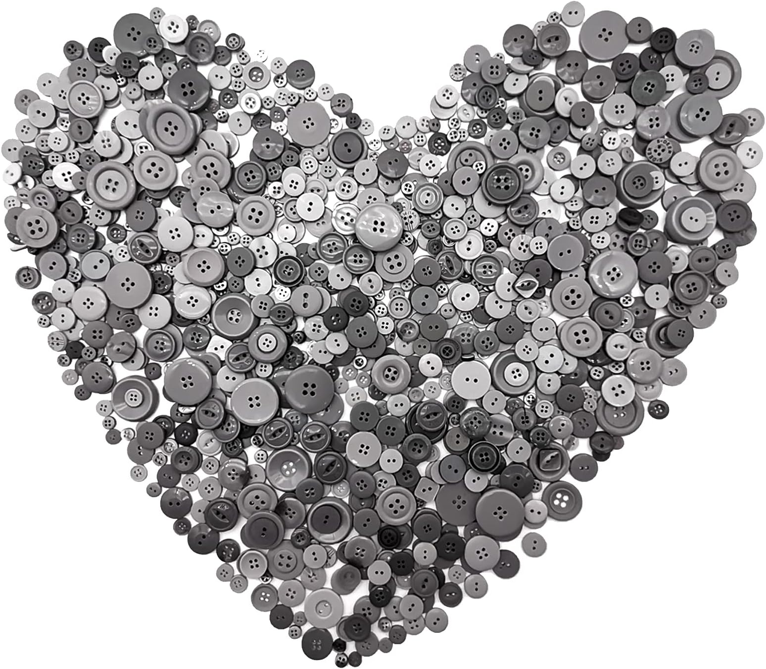 600-700Pcs Gray Buttons for Crafts Bulk Assorted Size Grey Craft Buttons for Crafting Art DIY Crafting Christmas Decoration Sewing