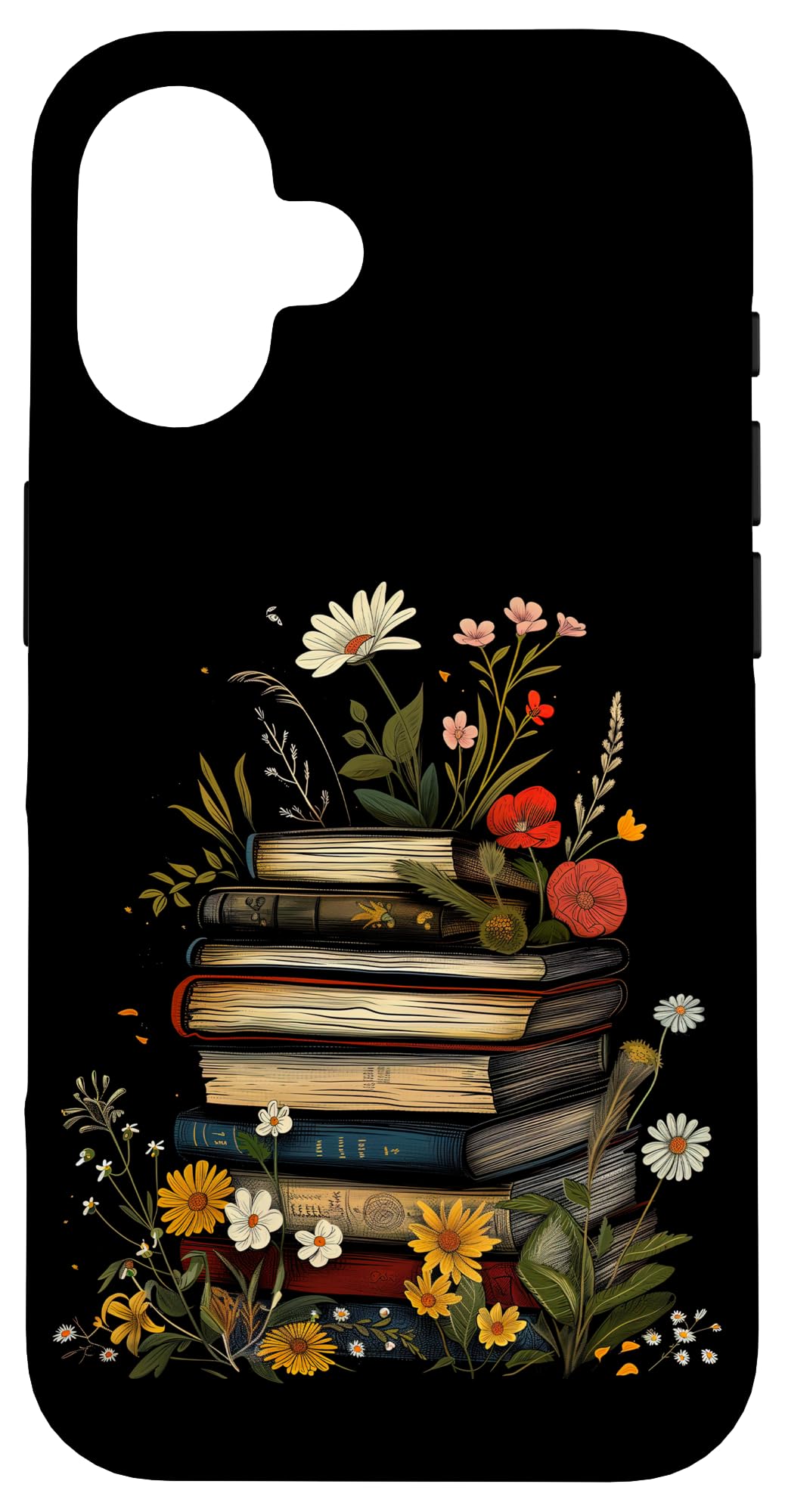 Book Stack Flower Cottagecore Bookworm Bookish Librarian Case for iPhone 16