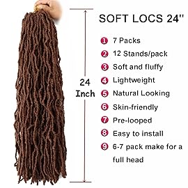 7 Packs Soft Locs 24 Inch Crochet Hair Pre Looped Curly Wavy Faux Locs Crochet Braids for Natural Butterfly Locs Crochet Hair for Black Women (24 inch(pack of 7), 30)