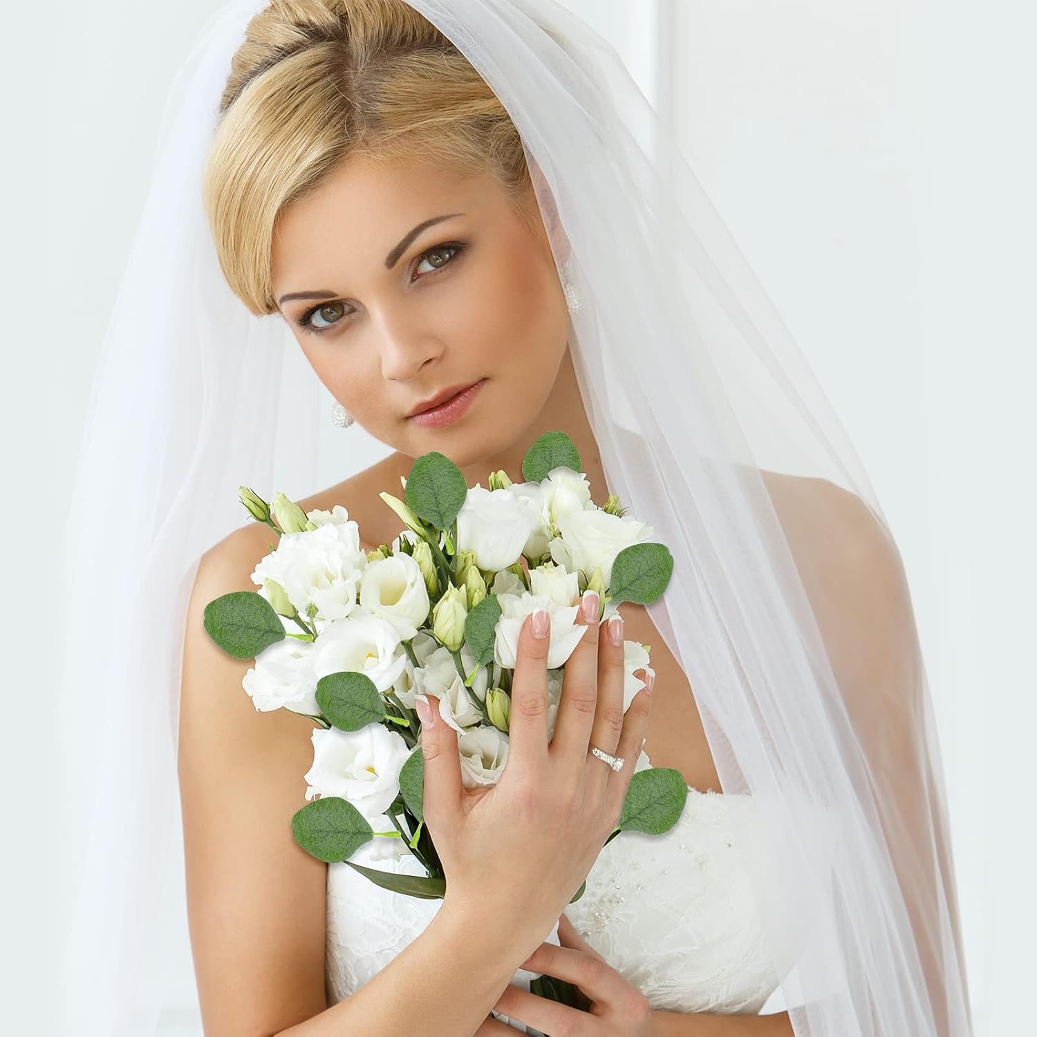 WILLBOND 50 Pieces Artificial Eucalyptus Leaf Stem Long Oval Eucalyptus Artificial Greenery Leaves for Wedding, Holiday, Garden, Home, Office, Greens Decor