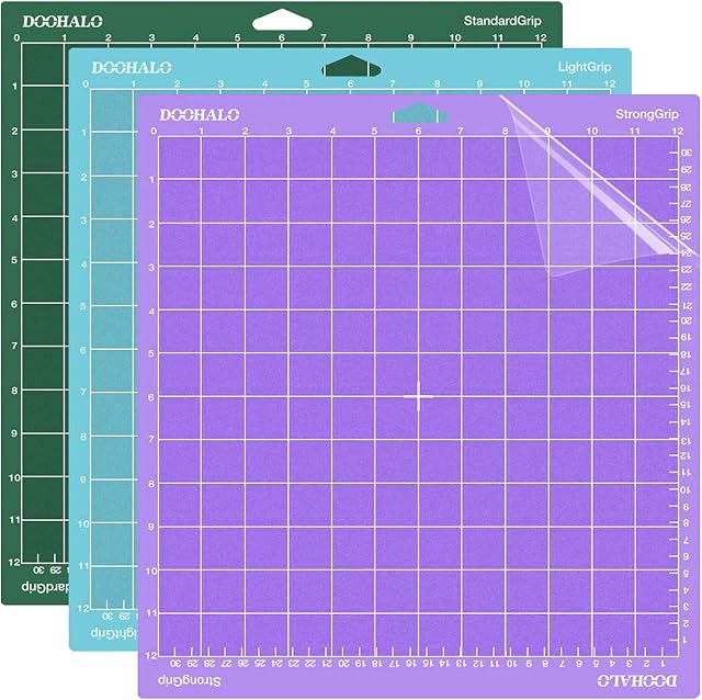 DOOHALO Cutting Mat for Cricut Maker and Cricut Explore Air2/One Smart Cutting Machine Expression 3 Pack Replacement Variety Adhesive Vinyl Mats 12 X 12 inch (30.5cm X 30.5cm) Variety grip