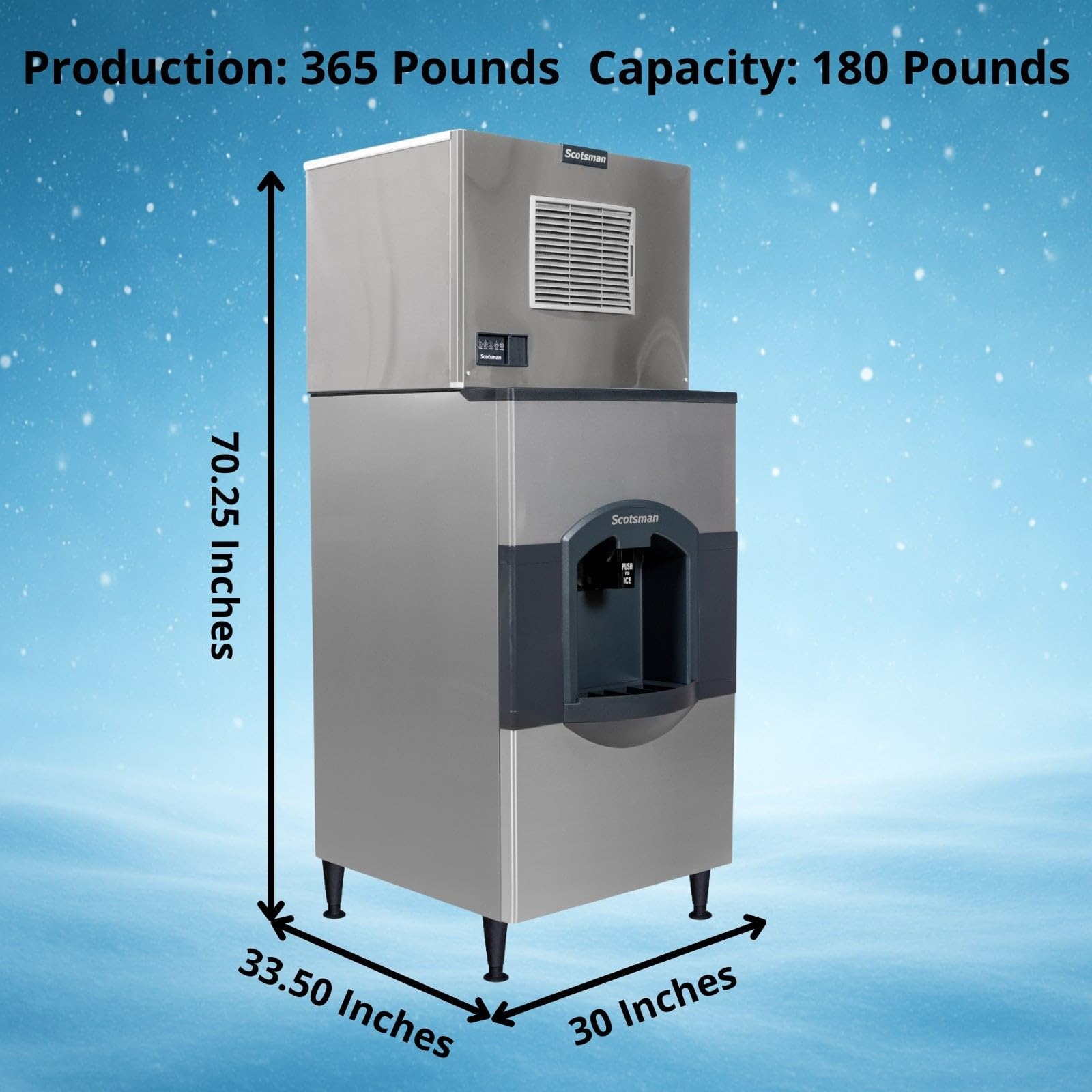Scotsman Prodigy Elite Medium Cube 30" Ice Maker - 365 lb/Day, 180 lb Hotel Bin on Fridge.com