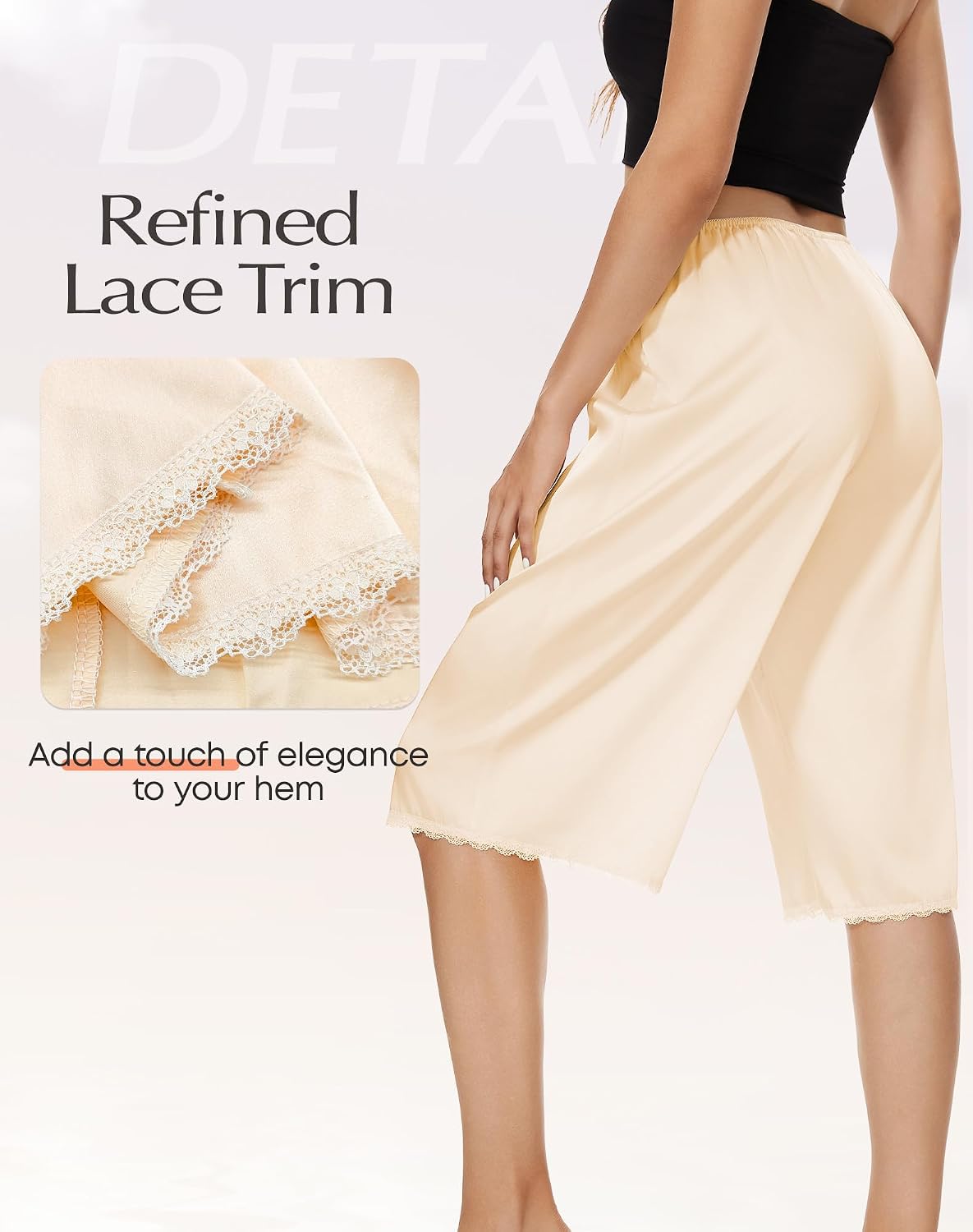 Subuteay Pettipants Womens Culotte Half Slip Skirted Shorts Under Dress Lace Trim
