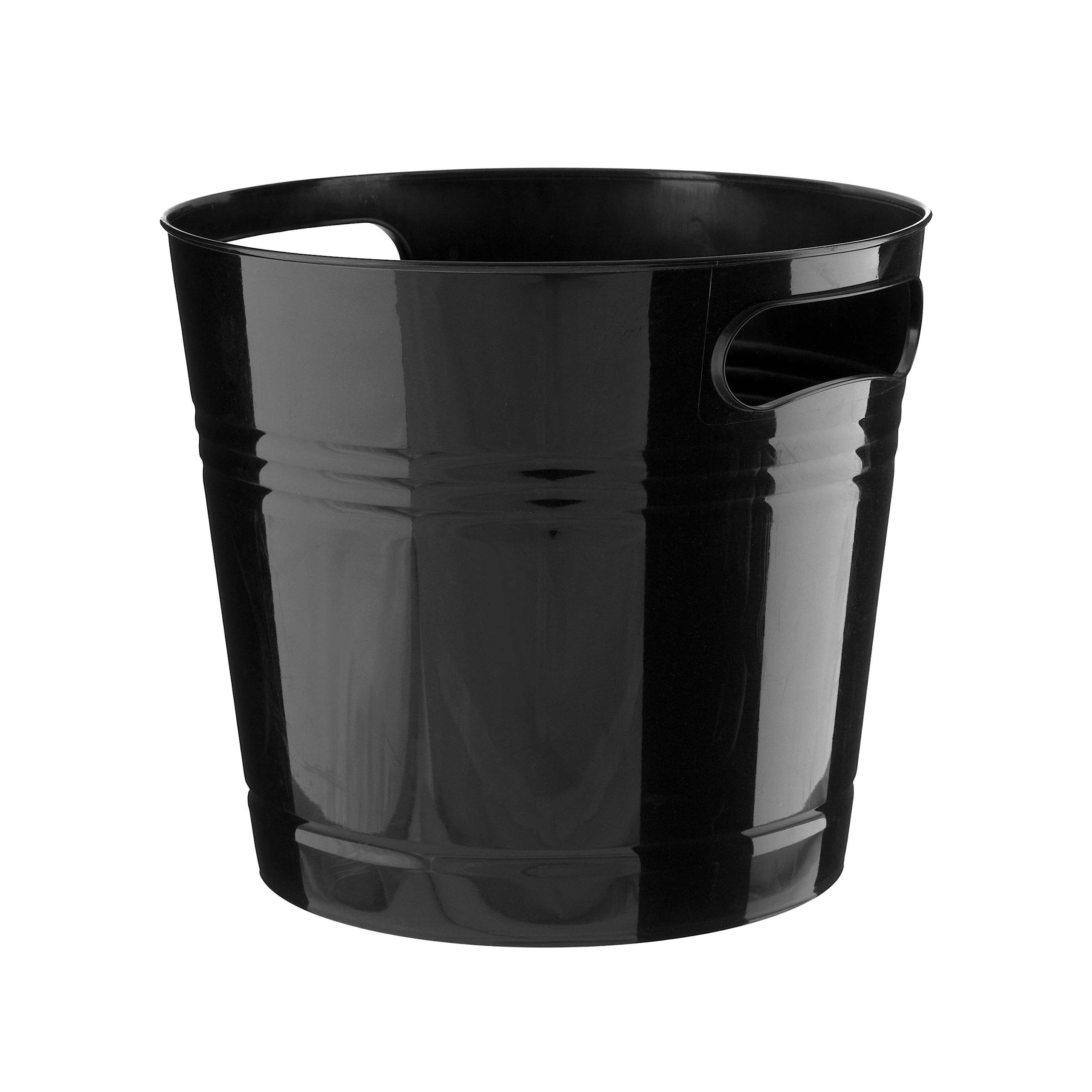 HOMESHOPA Handy Plastic Bin, Round Black Flexible Storage Container Bucket, Lightweight Portable Multipurpose Paper Trash Bin, Ice Bucket, Laundry Basket, Flexi Tub for Home Office Kitchen Household