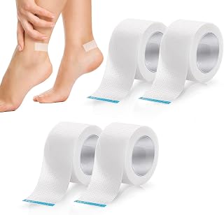 Blister Bandages, Heel Sticker Blister Protector 4 Rolls Silicone Gel Tape Waterproof Bubble Plasters Tape for Hand Toe Foot Blister Prevention Bandaids Calluses Tender Spots Shoe Friction (White)