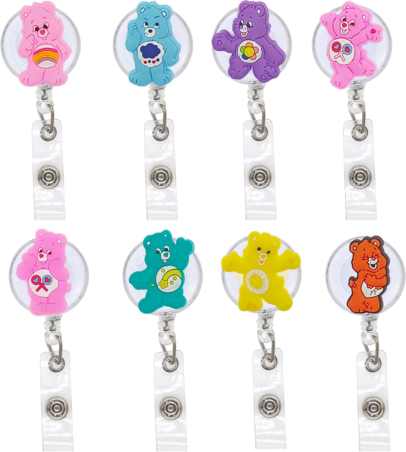 ZORFAN 8Pcs Badge Reel Cute Badge Buckle Lovely Cartoon Badge Reel