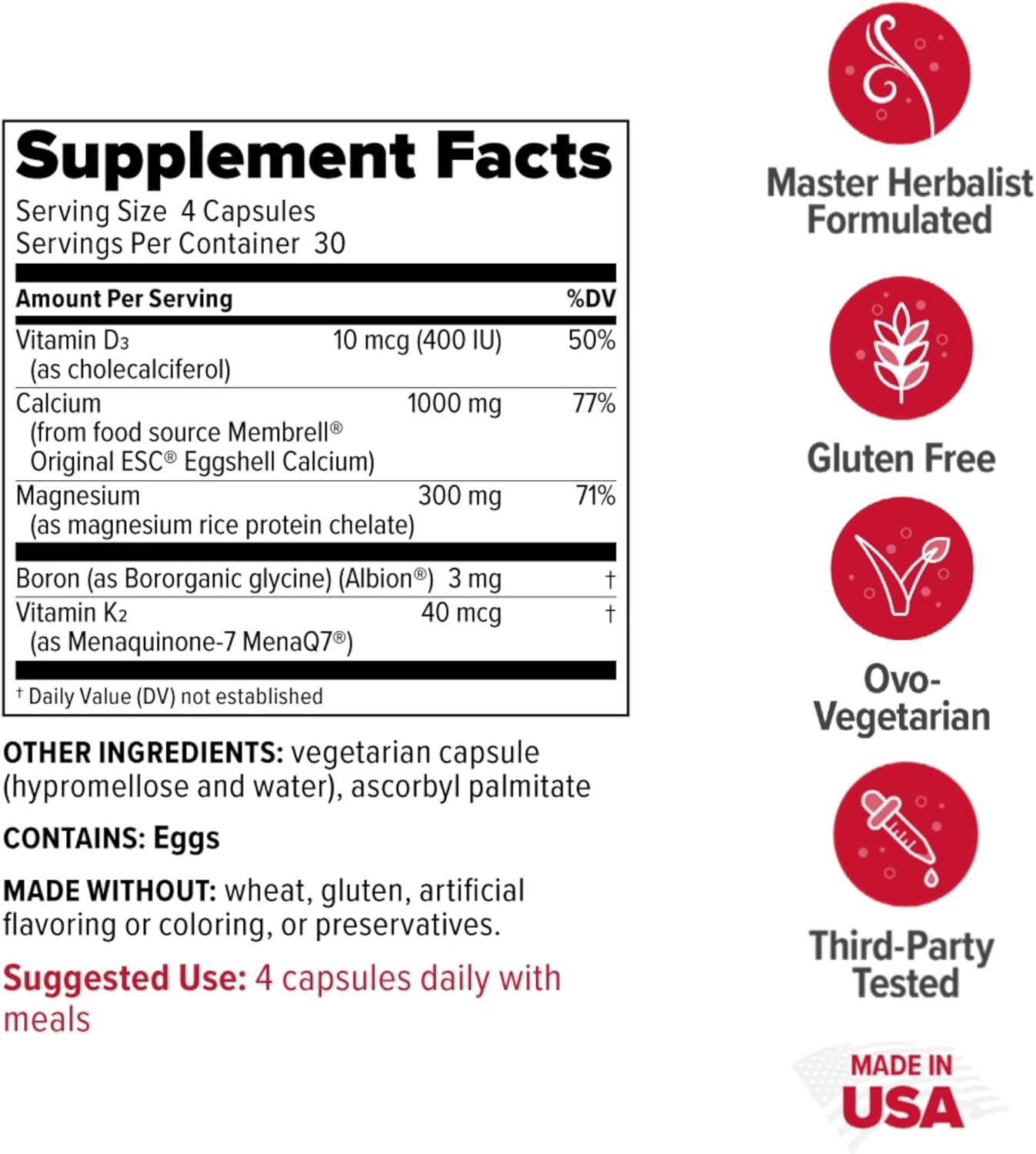 Redd Remedies, Bone Health Advanced, Vitamin D3 and Calcium for Strong Bone Support, 120 Vegetarian Capsules