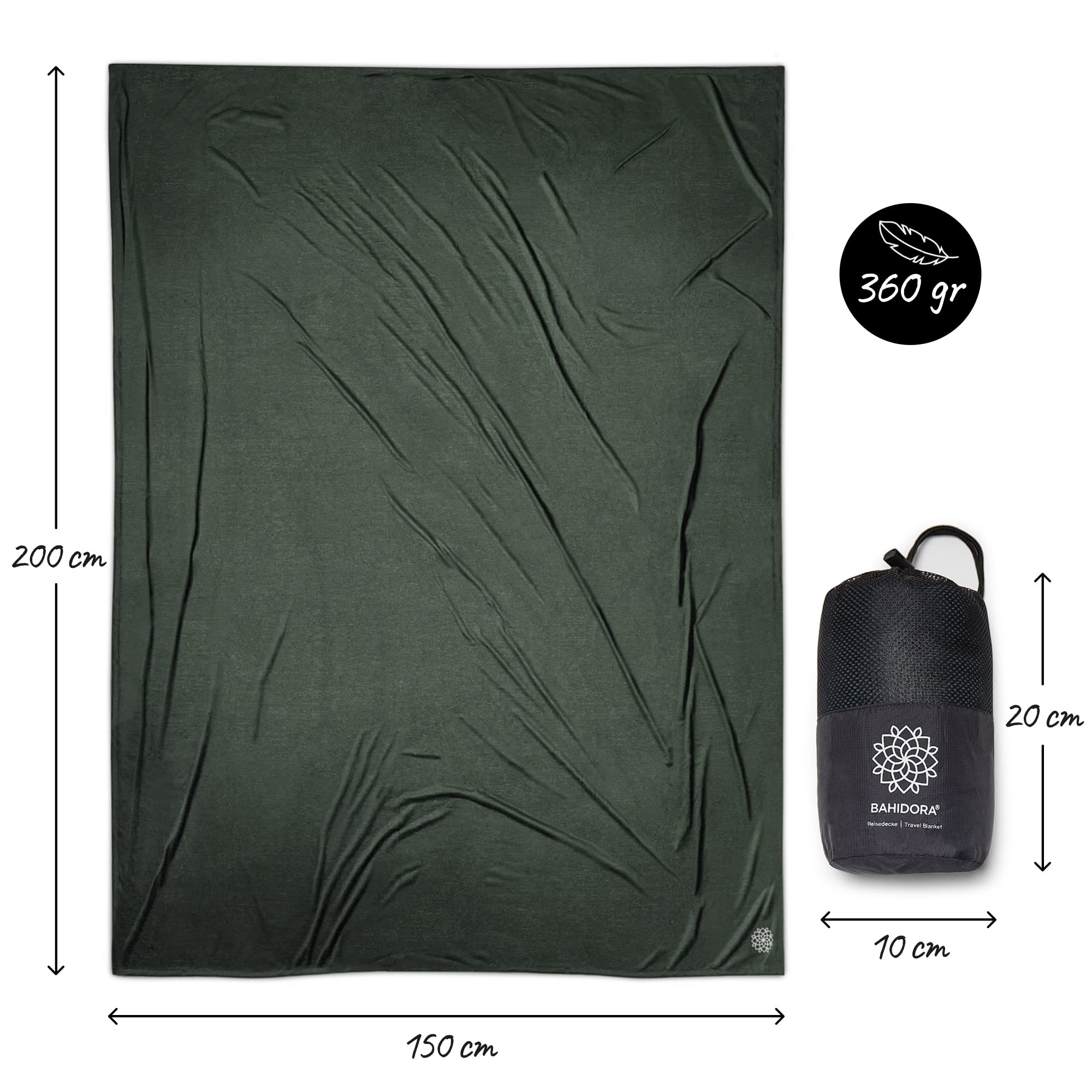 Couverture De Voyage Ultra Légère Et Chaude AUTDOOR – 200x150 Cm En Coolmax Respirant – Compacte, Douce, Idéale Camping, Pique-Nique Ou Avion (Bleu)