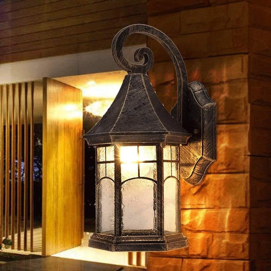 Wejścia Lampa Zewnętrzna Wodoodporne Zewnętrzne Lampy Ścienne, Aluminiowe, Szklane, Kinkiety, Zabytkowe Do Ogrodu, Willi Na Korytarz Oświetlenie Ogrodu(Bronze)