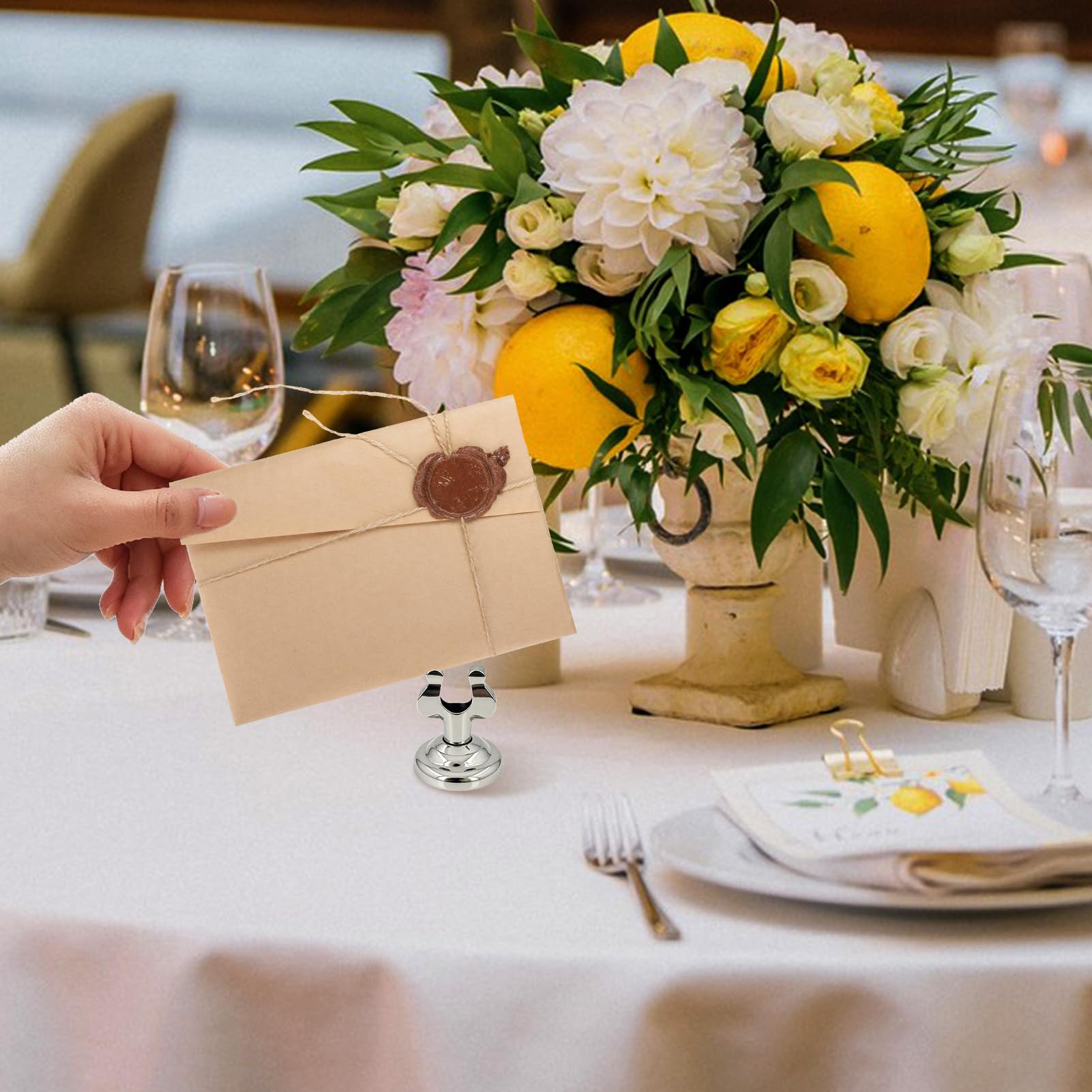 Porta del numero di tavolino per piccolo tavolo da 10 pezzi da 4 cm, supporto clip arpa in acciaio in acciaio/tavolo supporto tabletop stand matrimonio ristorante