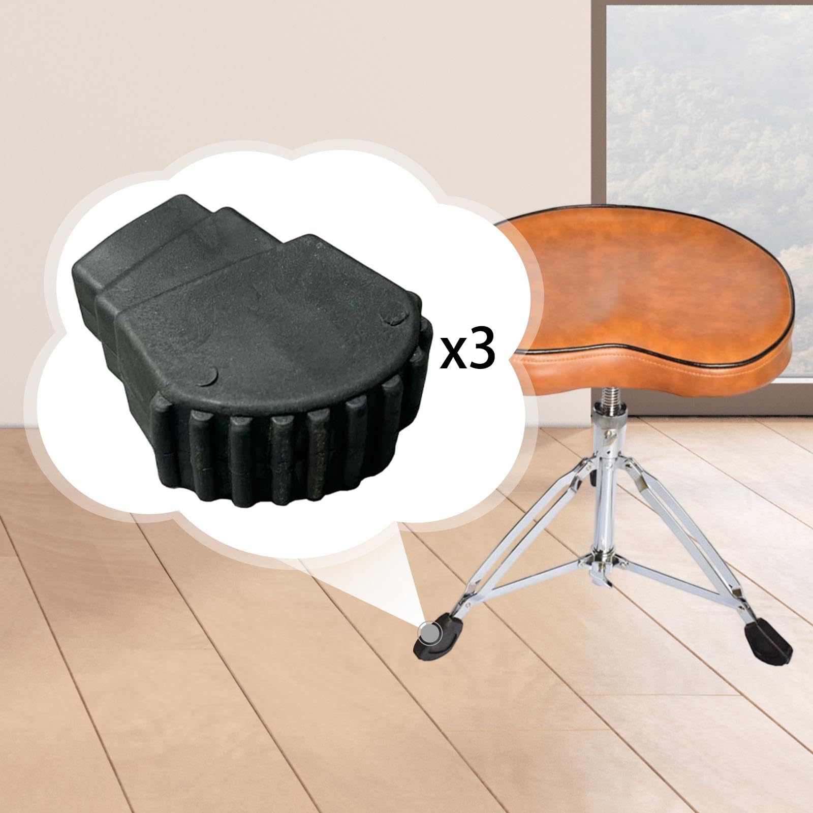 3 Piezas Pies de Batería Protectores de Patas Antideslizantes para Hardware de Batería Instalación Rápida Adecuado para Ensayos Conciertos, Style E