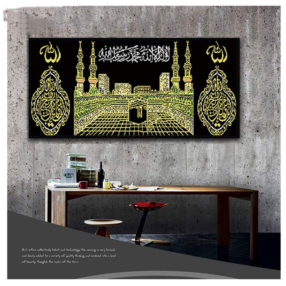 Kit Pintura de Diamante 5D Completo Grande DIY Diamond Painting Bordado Cristal Rhinestone Punto de Cruz Adulto Niño para Hogar Decor de Pared Regalo castillo islámico religioso Square drill,50x100cm