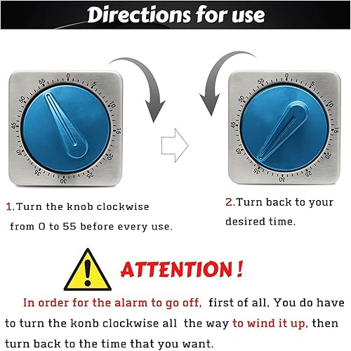 Miniatura 5 de Temporizadores de cocina para cocinar, temporizador de cocina de chef con alarma fuerte, temporizador de escritorio 100% mecánico, no requiere