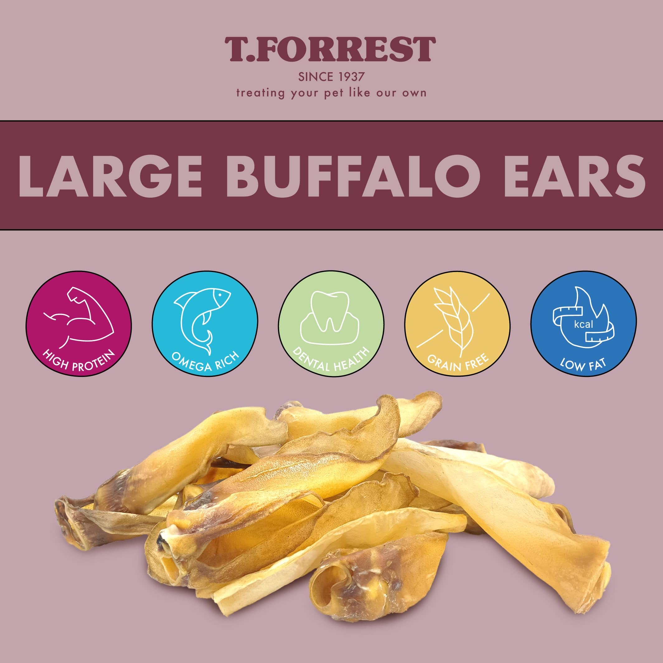 Air-Dried Buffalo Ears for Dogs | x15 | Natural Long-Lasting Chew, Grain-Free, High-Protein Dental Treat, Buffalo Ideal for All Dog Breeds & Sizes - Image 3