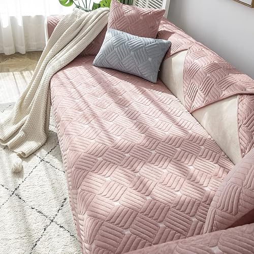 Miniatura 5 de vctops Fundas de sofá de felpa suave y cálida, con patrón de tejido antideslizante, fundas para sofá seccional, funda para sofá para perros, gatos y