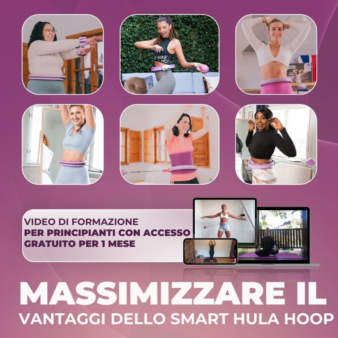 Swiss Activa+ Smart Hula Hoop con contatore che non cade mai - Hula Hoop Intelligente Fitness con Peso e Massaggio Circolare - Misura Regolabile, Ideale per Adulti Bambini e Principianti