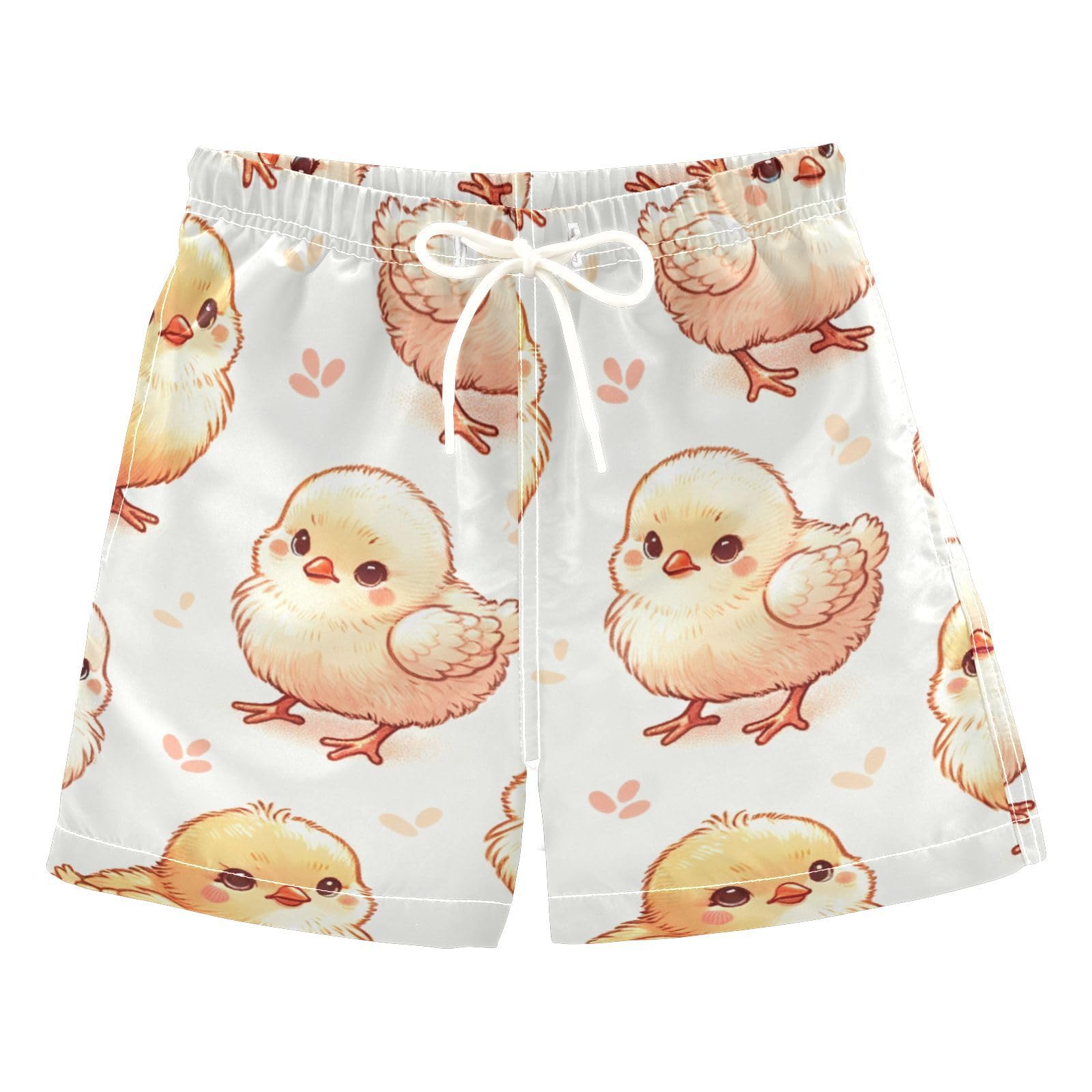 FLildon Cute Chicks Little Boys Swim Trunks with Mesh Lining Quick Dry Beach Board Shorts, 3T