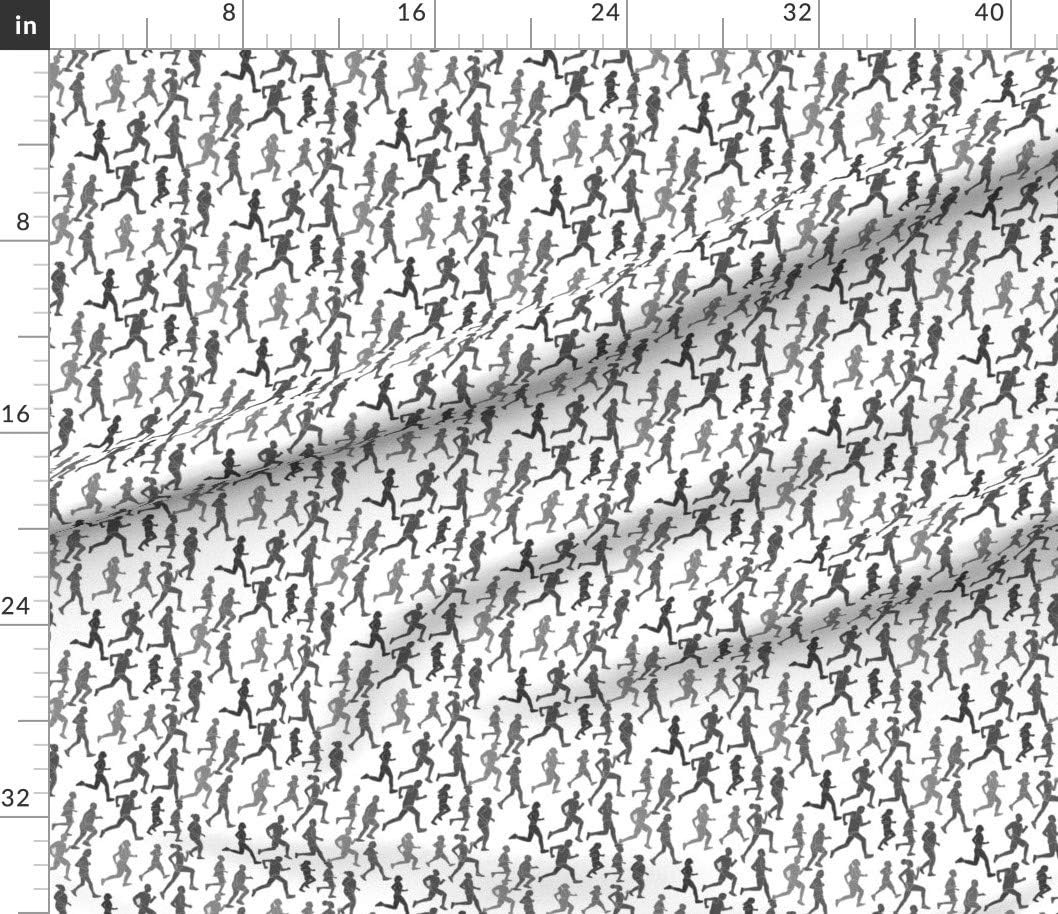 Spoonflower Fabric - Runners Marathon Running Sports Womens Black Race Exercise Printed on Petal Signature Cotton Fabric by The Yard - Sewing Quilting Apparel Crafts Decor