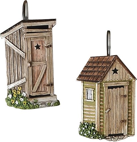 Miniatura 5 de Park Designs Cortina de ducha Outhouse, juego de ganchos