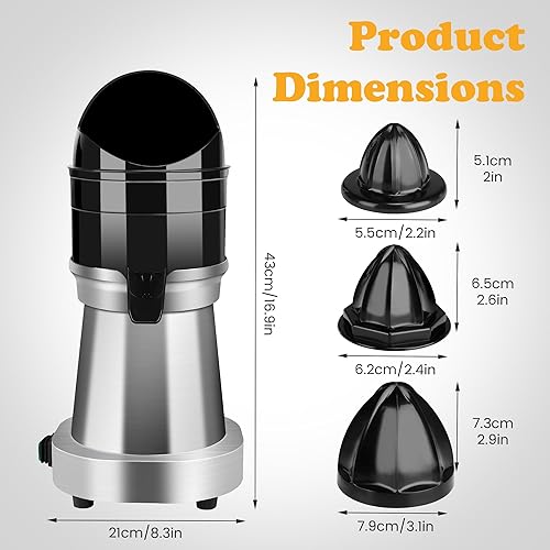 Miniatura 5 de YUANHAO Exprimidor eléctrico de cítricos de acero inoxidable comercial - 120V, 1400 RPM