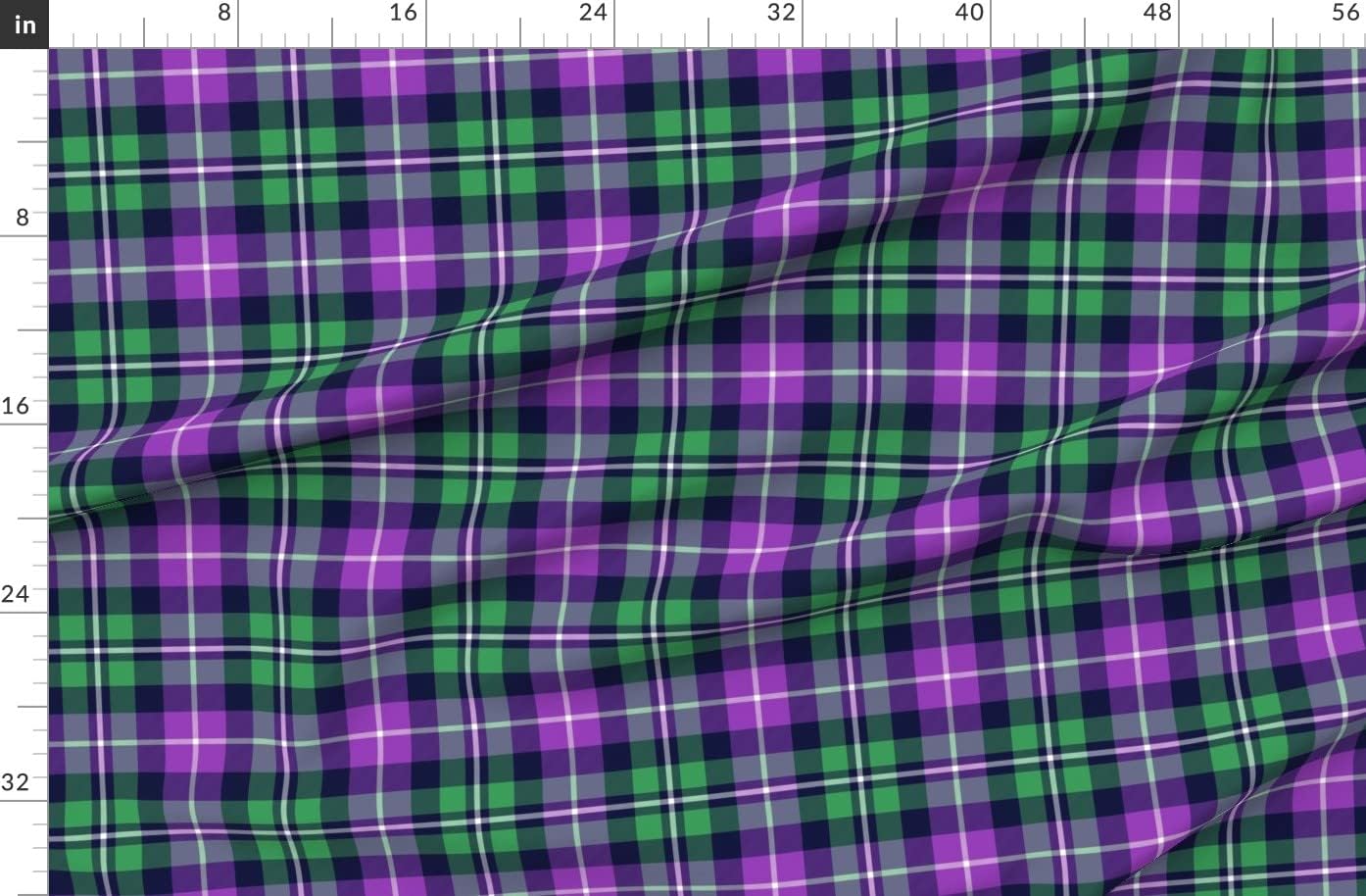 Spoonflower Fabric - Tartan Green Purple Plaid Scottish Block Colour Vibrant Printed on Organic Cotton Sateen Fabric by The Yard - Sewing Quilting Apparel Home Decor