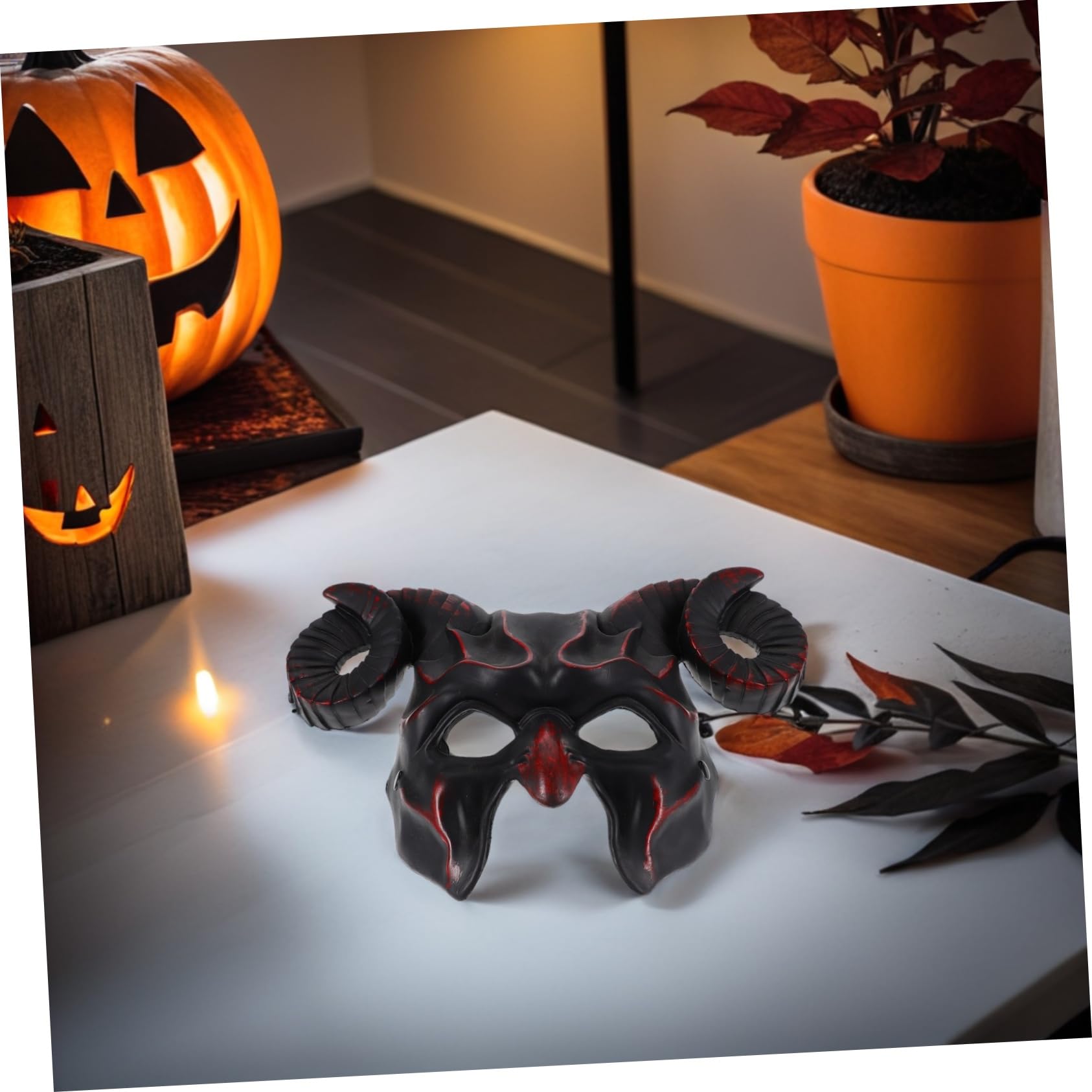 WOONEKY 2 maschera corno maschera con corna ariete spaventosa cosplay PR