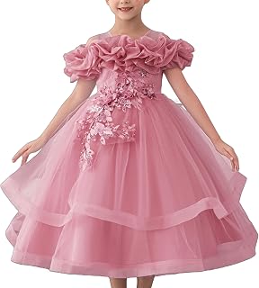 Girls' Special Occasion Dresses with Cloud Shoulder Design, Mid-Length Easter Dress for Girls