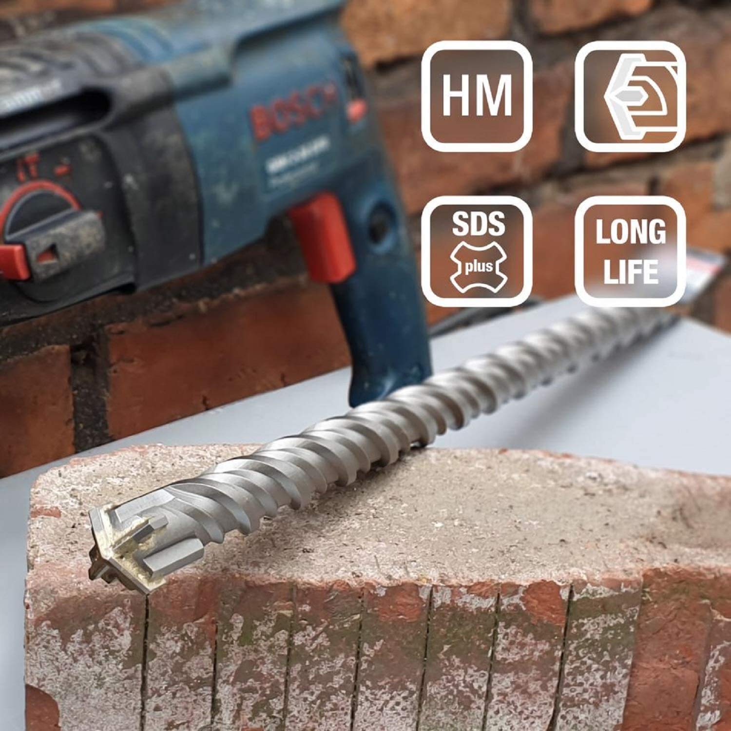 5mm-16mm SDS PLUS Rotary Hammer Drill Bit Carbide Tip For Concrete Masonry Brick