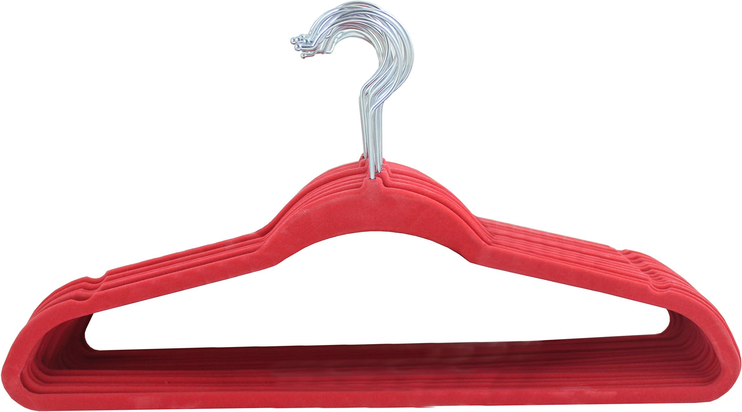 Kenton Grey Adults Size, Premium Heavyweight Velvet Hangers – Ultra-Thin, Space Saving, No-Slip, Strong & Durable for Adult Clothing - Set of 25, Coral