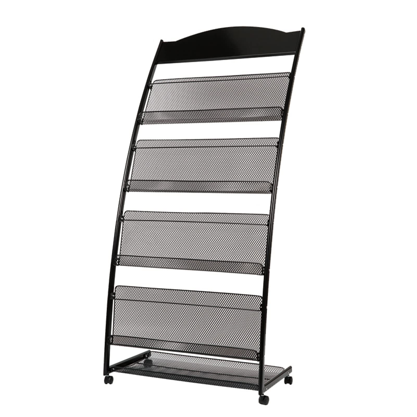 Porta riviste a terra, Porta brochure con ruote, organizer for file a 4 livelli for impieghi gravosi, espositore for libri da pavimento, porta riviste in metallo multiuso(Size L)