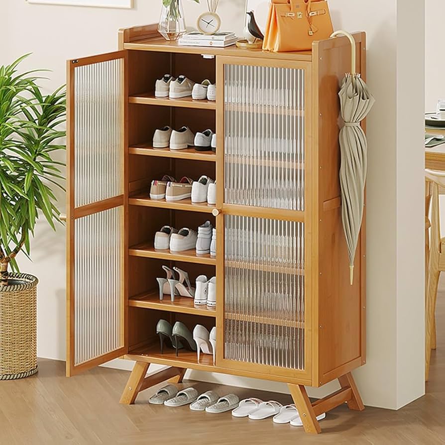 シューズキャビネット、シューズラック、 ポータブル竹製