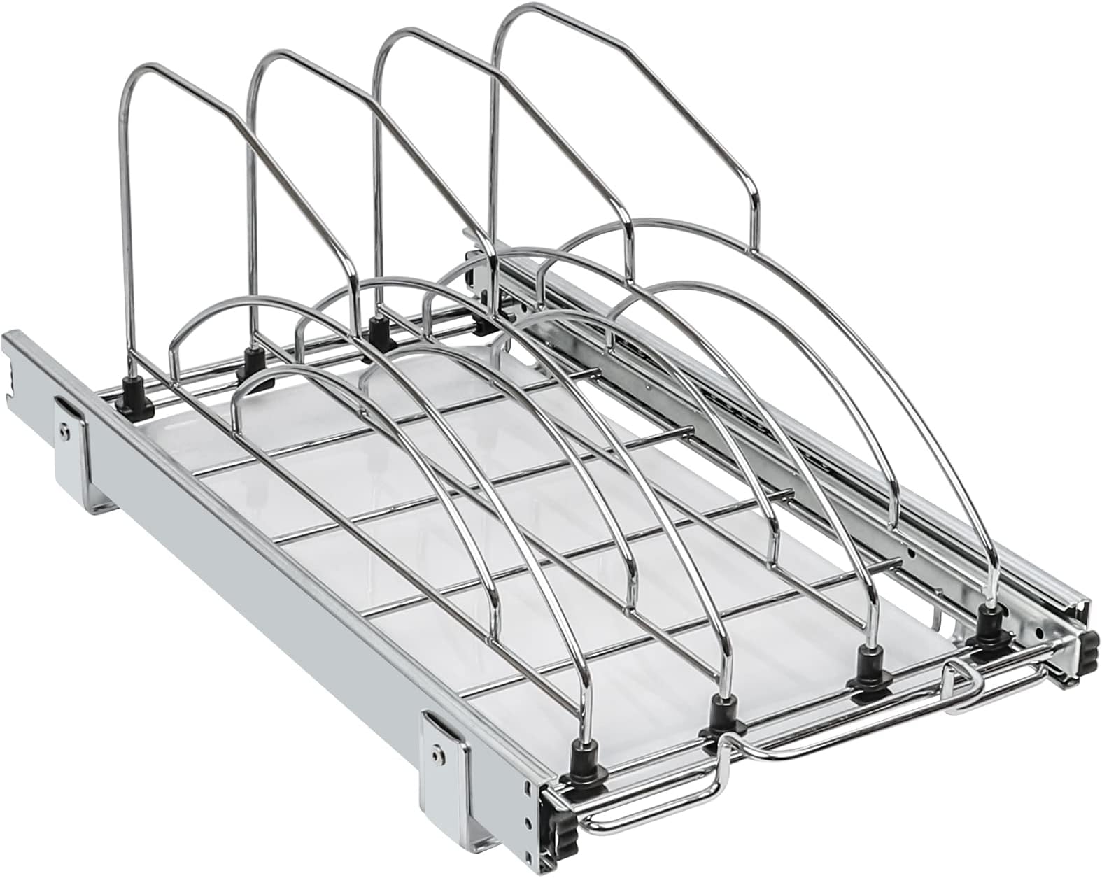 BBLHOMEPull Out Cabinet Organizer 11" W x 20" D x 8" H Rack Slide Out Kitchen Cutting Board for Kitchen Pantry for Cookie Sheet, Bakeware and Tray, Chrome