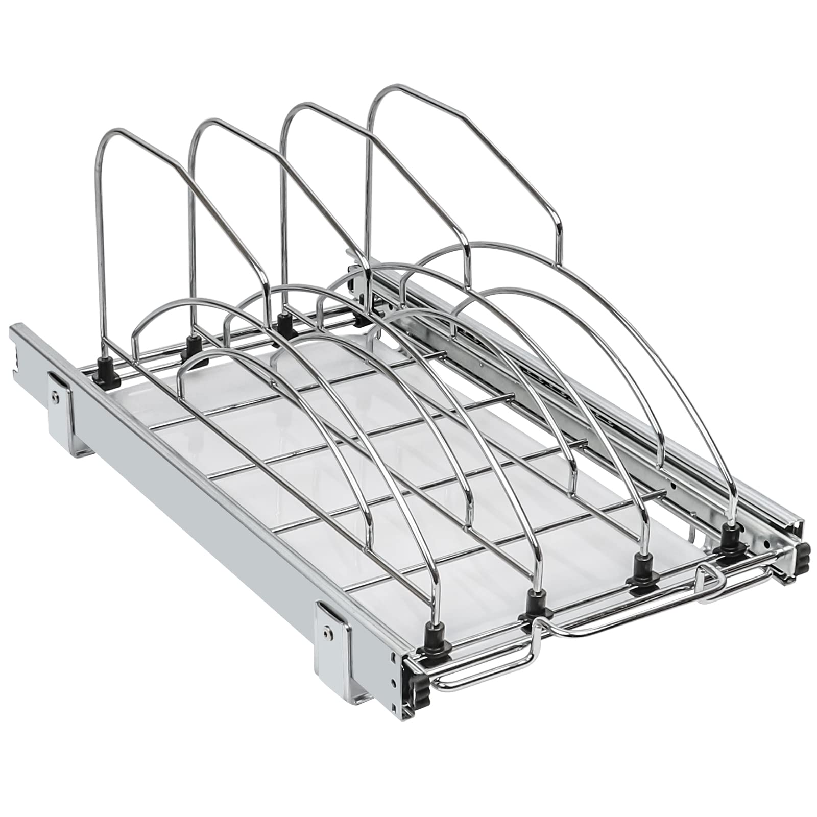 BBLHOMEPull Out Cabinet Organizer 11" W x 20" D x 8" H Rack Slide Out Kitchen Cutting Board for Kitchen Pantry for Cookie Sheet, Bakeware and Tray, Chrome