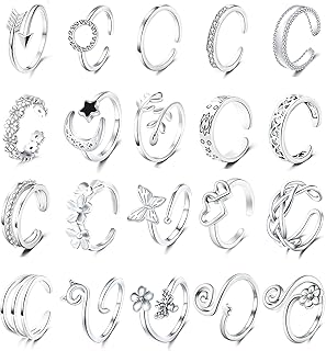 Adjustable Open Toe Ring Set, 20 Pieces