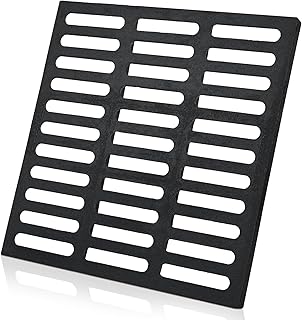 Blulu Cast Iron Drain Grate, Outdoor Drain Cover B125 Class Sewer Heavy Duty Drainage Grates for Yard Driveway Durable Concrete Floor Linear Drainage Channel Pipe (24 x 24 x 1.18 Inch)