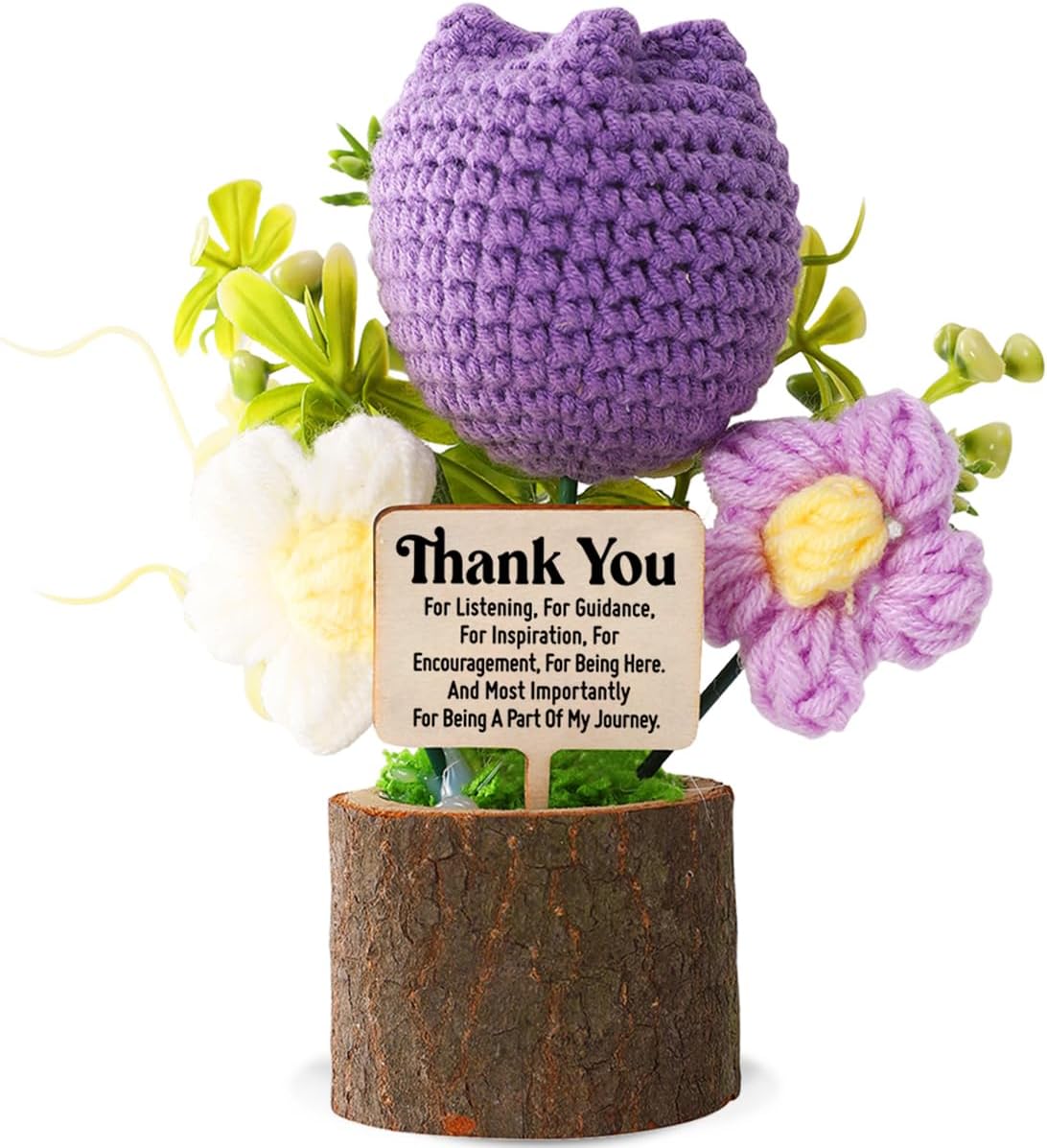Purple Crocheted Tulip,Crochet Desk Buddy Gifts