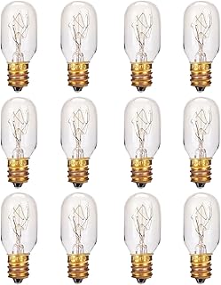 Himalayan Salt Lamp Bulbs, T20 15W Replacement Bulbs for Scentsy Wax Warmer, Plug in Wax Diffuser, Long Lasting Incandescent Bulbs E12 Socket, Warm White, Pack of 12