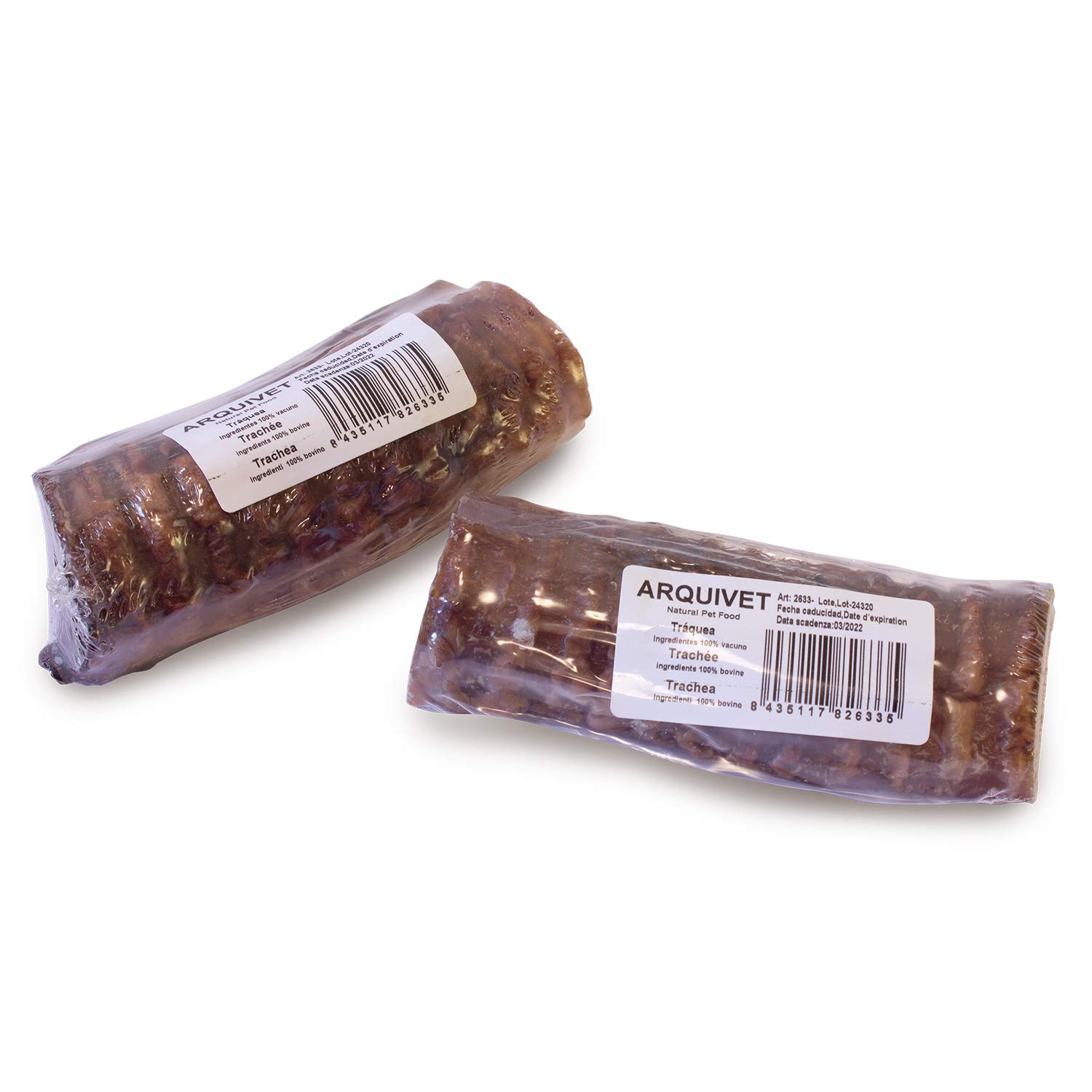 Arquivet Tráqueas deshidratadas y ahumadas - Caja Completa 30 Unidades retractiladas - Snack 100% Natural - Chucherías, premios, recompensas, golosinas, chuches caninas - Bajo en Grasas