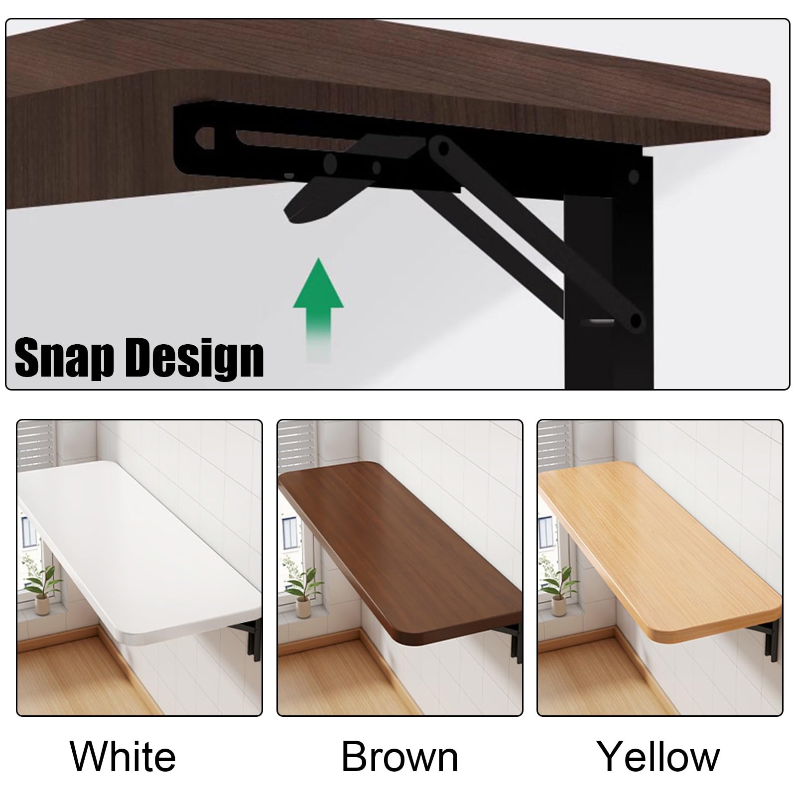 Scrivania pieghevole a parete, tavolo portatile per laptop, salvaspazio, tavolo a ribalta per casa, ufficio, cucina o studio (bianco, design 3 in 1)