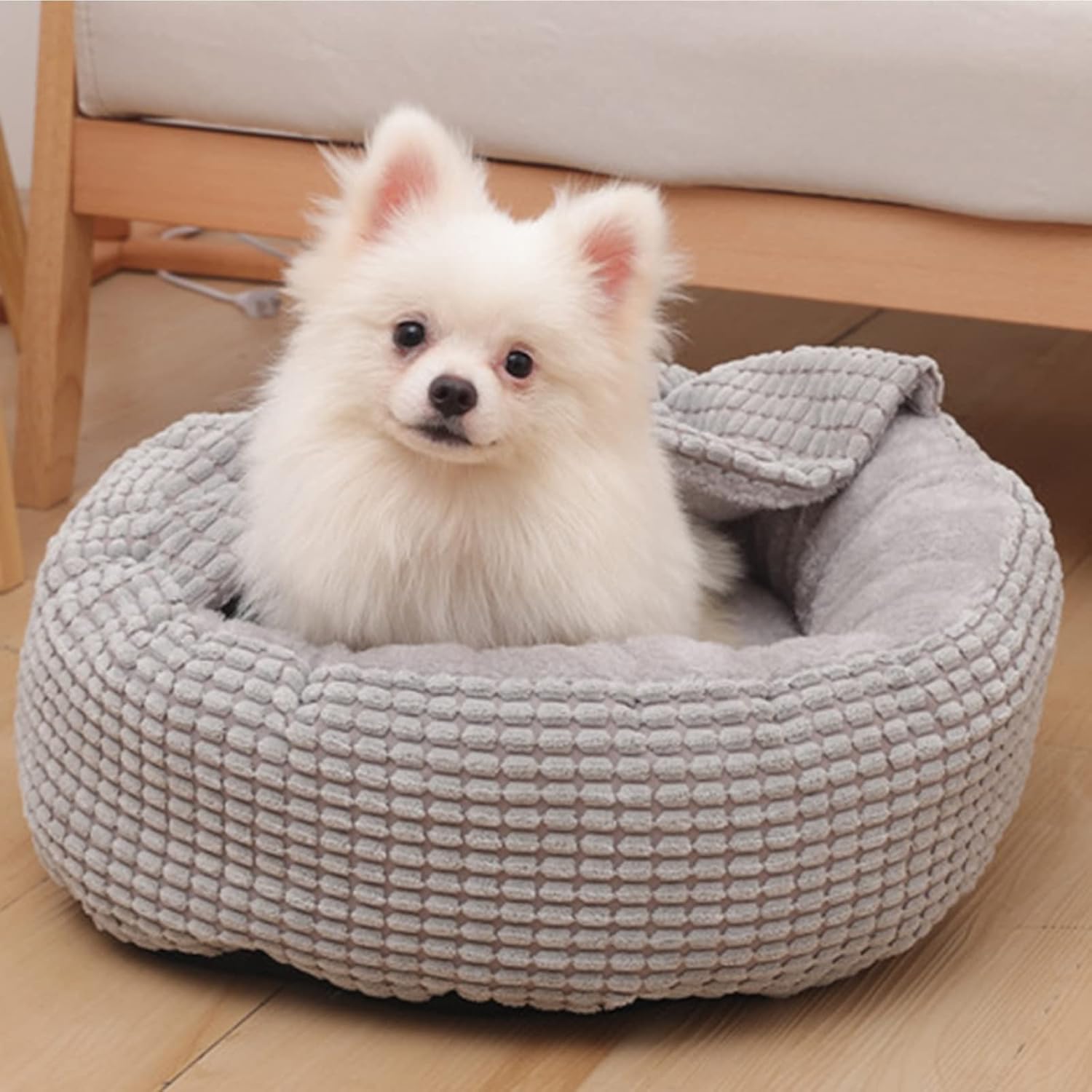 Cozy Cave Cat Bed, Round Small Dog Bed with Hooded Blanket, Cat Bed Donut Pet Bed Fluffy Puppy Cushion Mat Warm Sleeping Bed for Pet Kitten Kitty Small Animals Puppy Rabbit