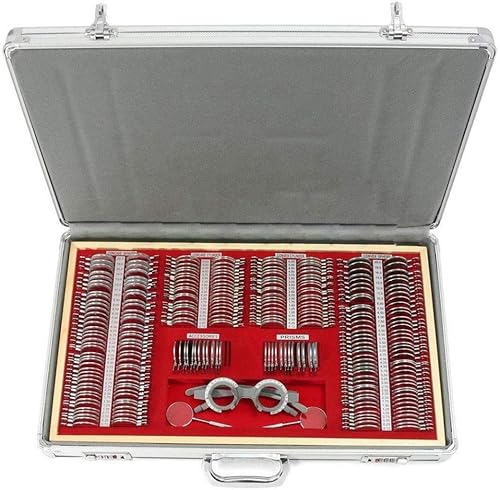 Juego de lentes ópticas de prueba de 266 Uds., kit profesional de caja de optometría con borde de metal, marco de prueba de optometría, prueba