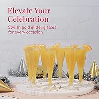 Vista 2 de Prestee 100 copas de champán de plástico doradas – Copas de champán desechables de 4.5 onzas para brindis en bodas, mimosas, cócteles, decoraciones