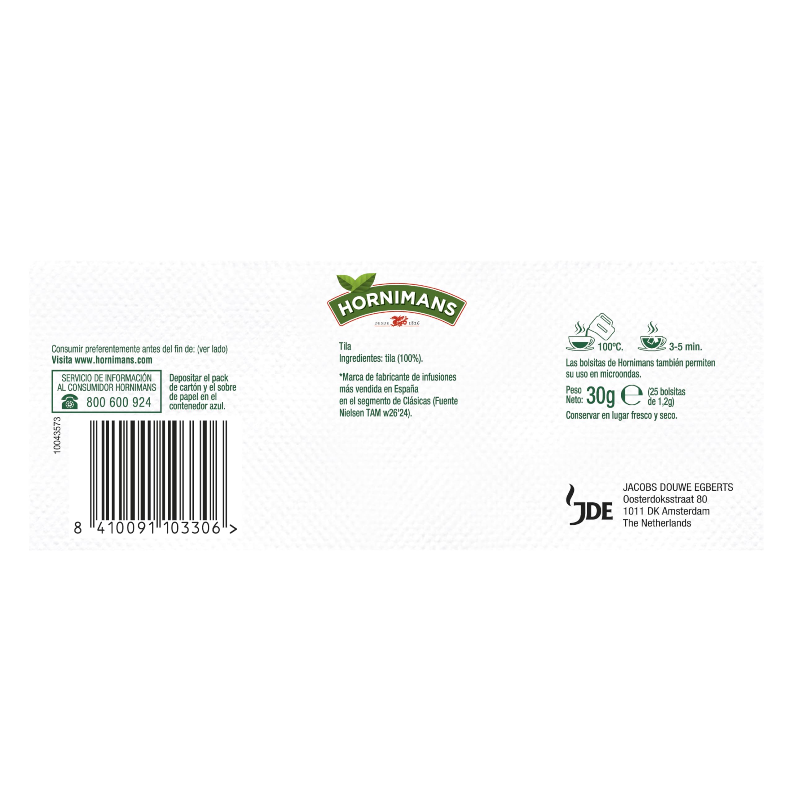 Hornimans Tila Infusión con Ingredientes 100% Naturales | 25 bolsitas | Sin Teína