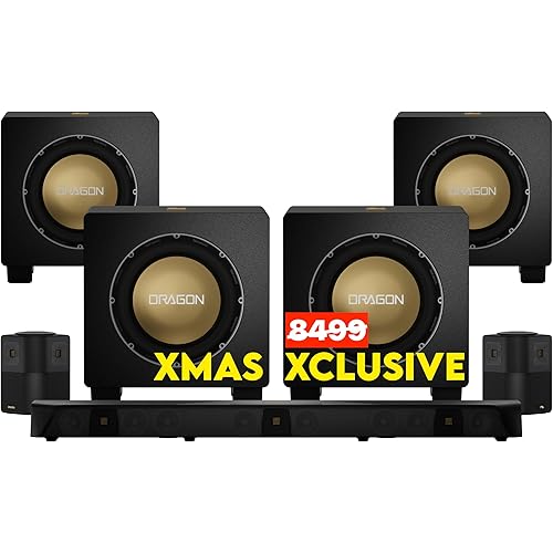 Nakamichi Dragon Home Surround Sound System with Quad 12" Subwoofers, Dolby Atmos and DTS:X Pro. Soundbar Meets AV Receiver