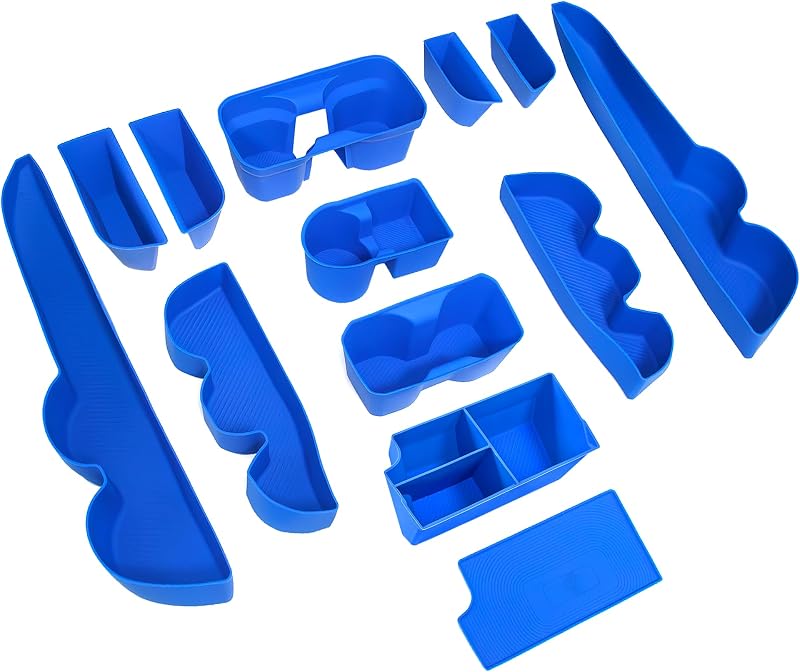 Kit de bandejas e revestimentos internos de silicone bgucar para Toyota Tacoma 3ª geração 2016–2023, Crew Cab e Double Cab, azul, 13 peças
