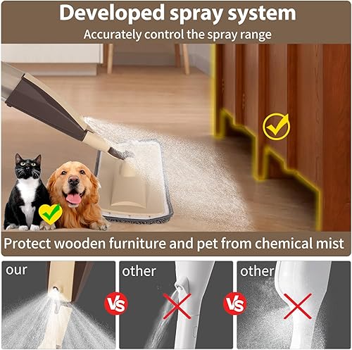 Miniatura 2 de Trapeadores para limpieza de pisos, trapeador con botella recargable y 3 almohadillas de microfibra lavables para uso comercial y doméstico,