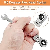 Vista 5 de Piutouyar Llave de trinquete de cabeza flexible de 6mm, llave de trinquete métrica profesional, llave combinada, llave de caja, herramienta